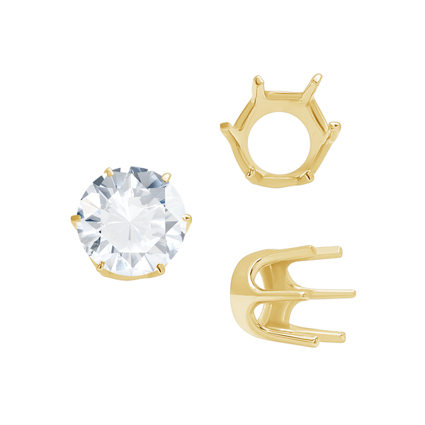 Six Prong Round Standard Settings in 14K Gold (1.75 mm - 10.00 mm)