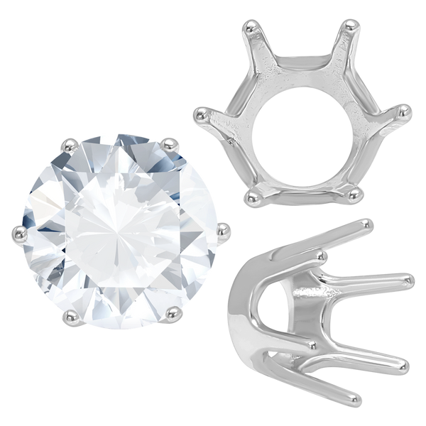 Six Prong Round Standard Settings in Sterling Silver (1.75 mm - 10.00 mm)