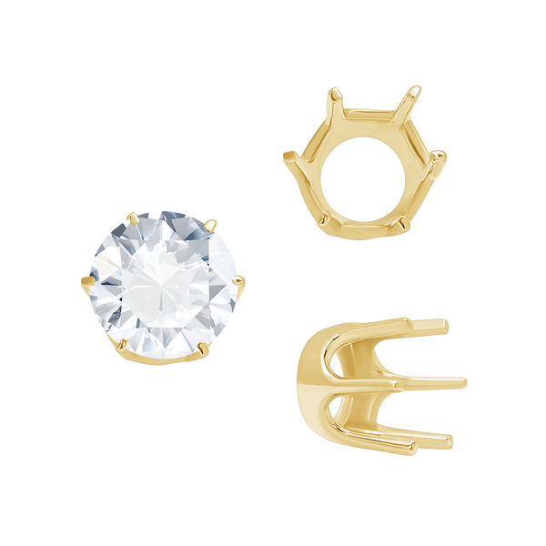 Six Prong Round Standard Settings in 14K Gold (1.75 mm - 10.00 mm)