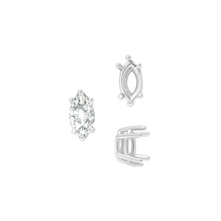 Six Prong Marquise Settings in Sterling Silver (4.25 x 1.75 mm - 10.00 x 5.00 mm)