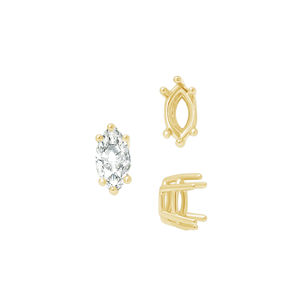 Six Prong Marquise Settings in 14K Gold (4.25 x 1.75 mm - 10.00 x 5.00 mm)