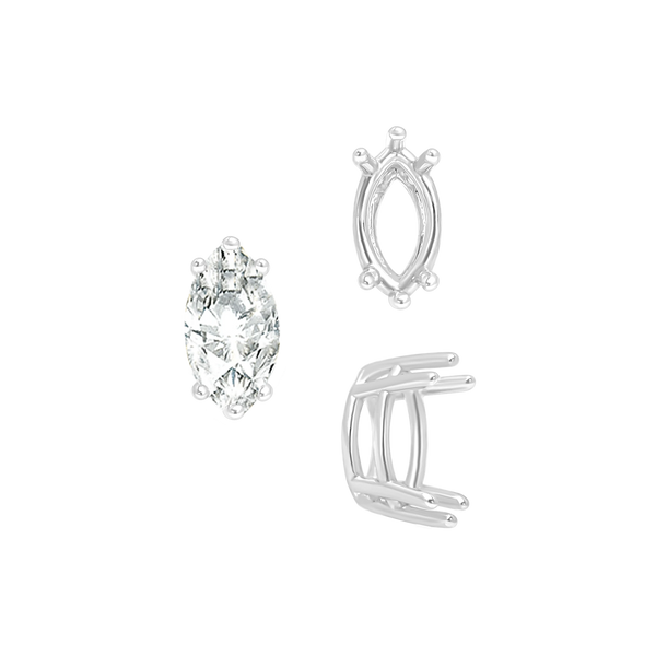 Six Prong Marquise Settings in 14K Gold (4.25 x 1.75 mm - 10.00 x 5.00 mm)