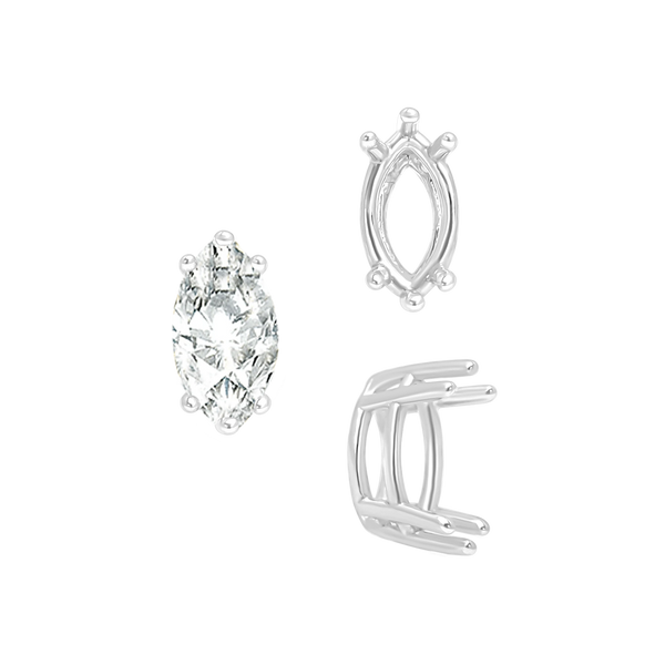 Six Prong Marquise Settings in 14K Gold (4.25 x 1.75 mm - 10.00 x 5.00 mm)