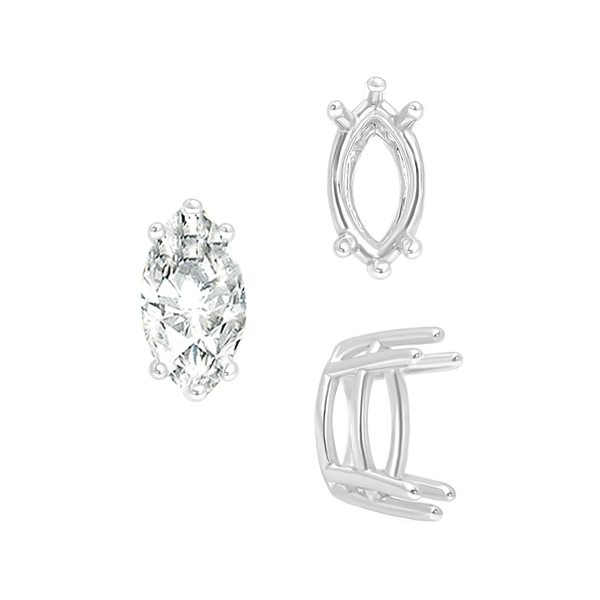 Six Prong Marquise Settings in 14K Gold (4.25 x 1.75 mm - 10.00 x 5.00 mm)