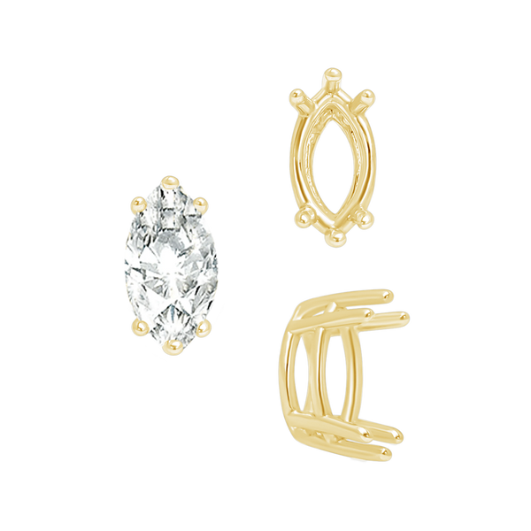 Six Prong Marquise Settings in 14K Gold (4.25 x 1.75 mm - 10.00 x 5.00 mm)
