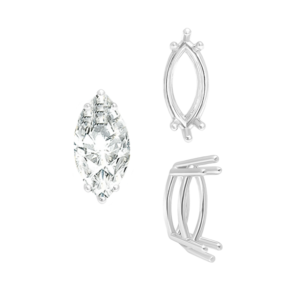 Six Prong Marquise Settings in 14K Gold (4.25 x 1.75 mm - 10.00 x 5.00 mm)