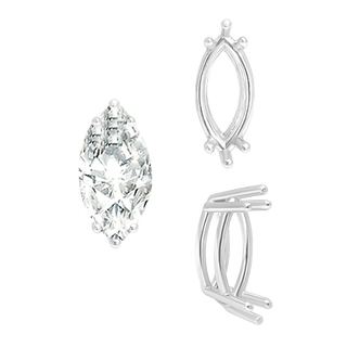 Six Prong Marquise Settings in Sterling Silver (4.25 x 1.75 mm - 10.00 x 5.00 mm)