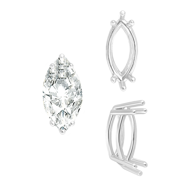 Six Prong Marquise Settings in 14K Gold (4.25 x 1.75 mm - 10.00 x 5.00 mm)