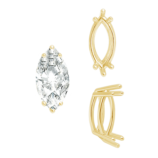 Six Prong Marquise Settings in 14K Gold (4.25 x 1.75 mm - 10.00 x 5.00 mm)