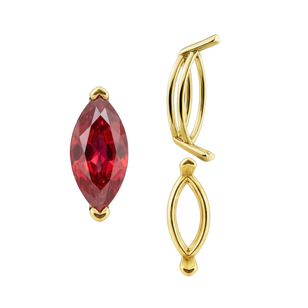 V-End Marquise Shape Wire Basket Settings in 14K Gold (3.50 x 1.50 mm - 20.00 x 10.00 mm)