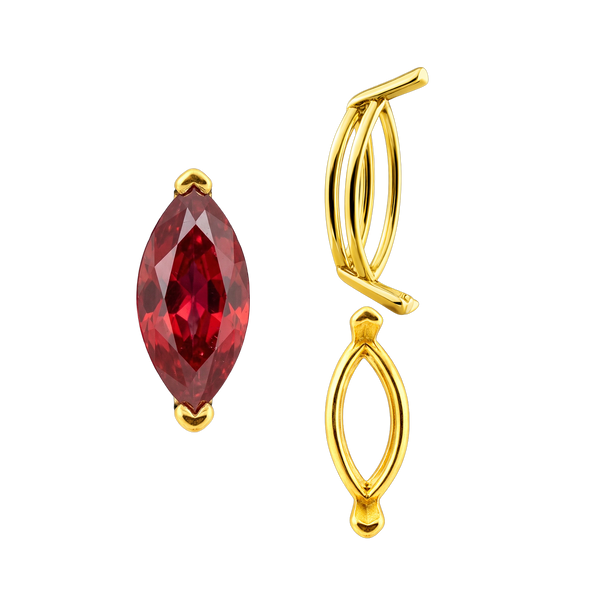 V-End Marquise Shape Wire Basket Settings in 14K Gold (3.50 x 1.50 mm - 20.00 x 10.00 mm)