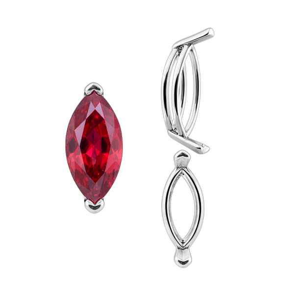 V-End Marquise Shape Wire Basket Settings in Sterling Silver (3.50 x 1.50 mm - 20.00 x 10.00 mm)