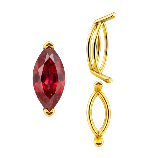 V-End Marquise Shape Wire Basket Settings in 14K Gold (3.50 x 1.50 mm - 20.00 x 10.00 mm)