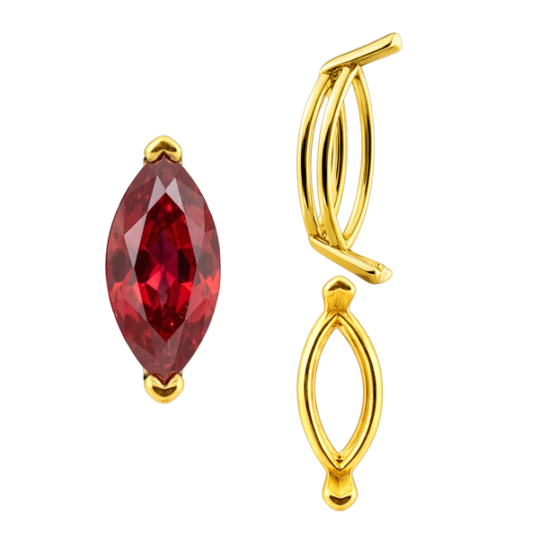 V-End Marquise Shape Wire Basket Settings in 14K Gold (3.50 x 1.50 mm - 20.00 x 10.00 mm)