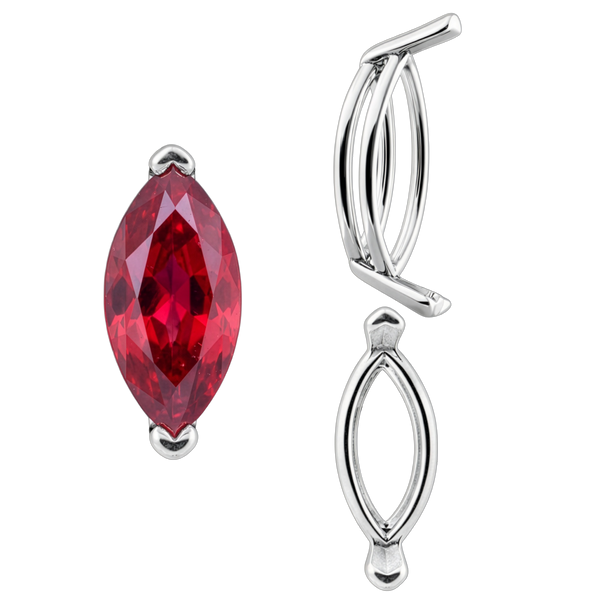 V-End Marquise Shape Wire Basket Settings in 14K Gold (3.50 x 1.50 mm - 20.00 x 10.00 mm)