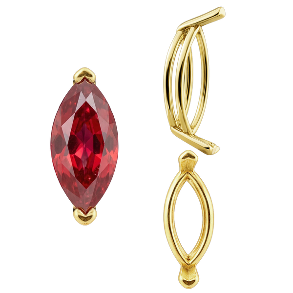 V-End Marquise Shape Wire Basket Settings in 14K Gold (3.50 x 1.50 mm - 20.00 x 10.00 mm)