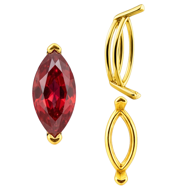 V-End Marquise Shape Wire Basket Settings in 14K Gold (3.50 x 1.50 mm - 20.00 x 10.00 mm)