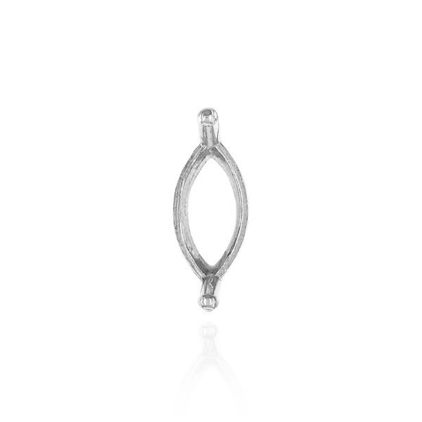 Two Prong Marquise Shape Single Base Settings in Sterling Silver (3.00 x 1.75 mm - 12.00 x 6.00 mm)