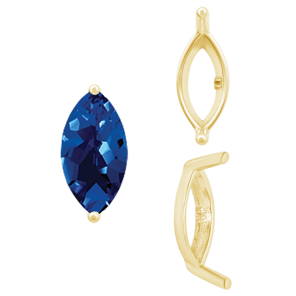 Two Prong Marquise Shape Single Base Settings in 14K Gold (3.00 x 1.75 mm - 12.00 x 6.00 mm)