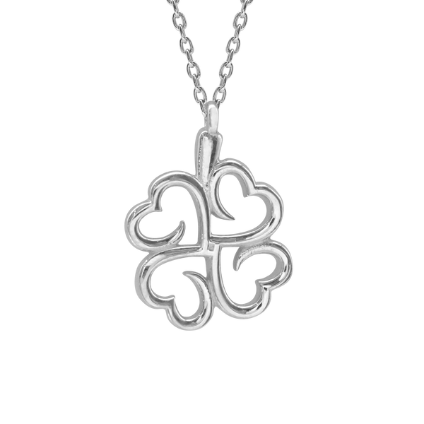 Clover Hearts Necklace in Sterling Silver (17 x 12 mm)