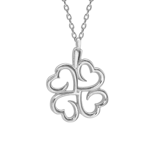 Clover Hearts Necklace in Sterling Silver (17 x 12 mm)