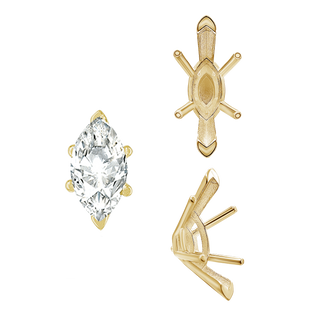 V-End Marquise Shape Solitaire Settings With Peg in 14K Gold (6.00 x 3.00 mm - 16.00 x 8.00 mm)