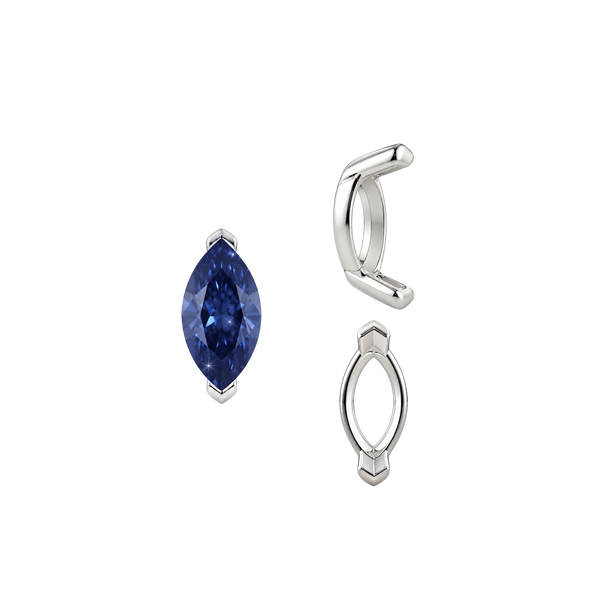 V-End Marquise Shape Single Base Settings in Sterling Silver (3.50 x 1.50 mm - 13.00 x 7.00 mm)