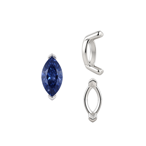 V-End Marquise Shape Single Base Settings in Sterling Silver (3.50 x 1.50 mm - 13.00 x 7.00 mm)