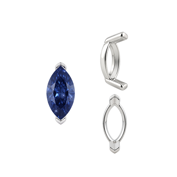 V-End Marquise Shape Single Base Settings in Sterling Silver (3.50 x 1.50 mm - 13.00 x 7.00 mm)
