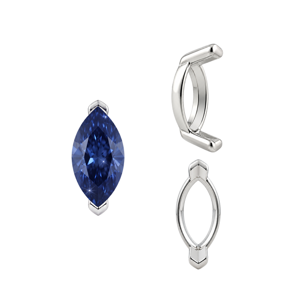 V-End Marquise Shape Single Base Settings in Sterling Silver (3.50 x 1.50 mm - 13.00 x 7.00 mm)