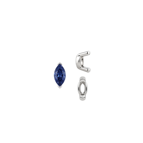 V-End Marquise Shape Single Base Settings in Sterling Silver (3.50 x 1.50 mm - 13.00 x 7.00 mm)