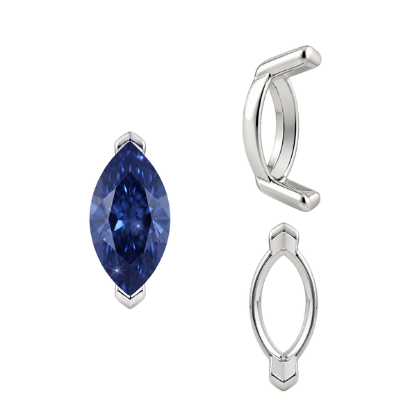 V-End Marquise Shape Single Base Settings in Sterling Silver (3.50 x 1.50 mm - 13.00 x 7.00 mm)