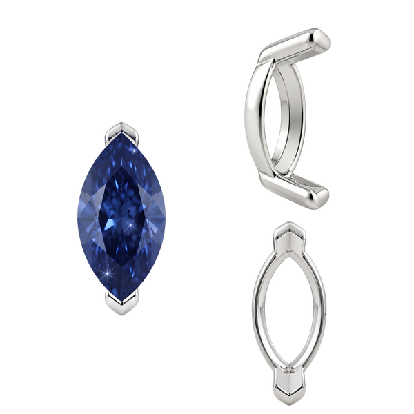 V-End Marquise Shape Single Base Settings in Sterling Silver (3.50 x 1.50 mm - 13.00 x 7.00 mm)