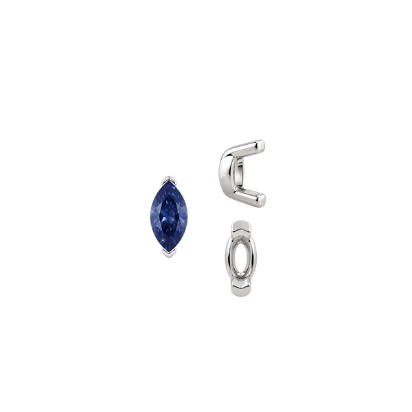 V-End Marquise Shape Single Base Settings in Sterling Silver (3.50 x 1.50 mm - 13.00 x 7.00 mm)