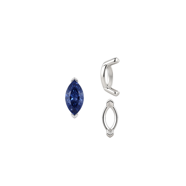 V-End Marquise Shape Single Base Settings in Sterling Silver (3.50 x 1.50 mm - 13.00 x 7.00 mm)