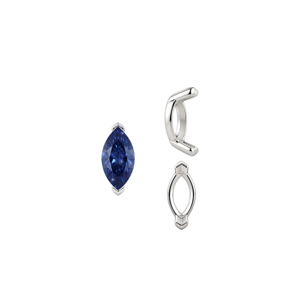 V-End Marquise Shape Single Base Settings in Sterling Silver (3.50 x 1.50 mm - 13.00 x 7.00 mm)