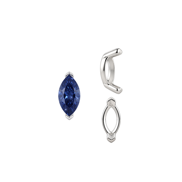 V-End Marquise Shape Single Base Settings in Sterling Silver (3.50 x 1.50 mm - 13.00 x 7.00 mm)