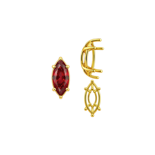 Six Prong Marquise Shape Tapered Base Wire Basket Settings in 14K Gold (4.25 x 1.75 mm - 21.00 x 10.50 mm)