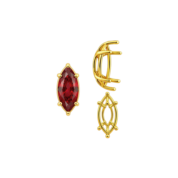 Six Prong Marquise Shape Tapered Base Wire Basket Settings in 14K Gold (4.25 x 1.75 mm - 21.00 x 10.50 mm)