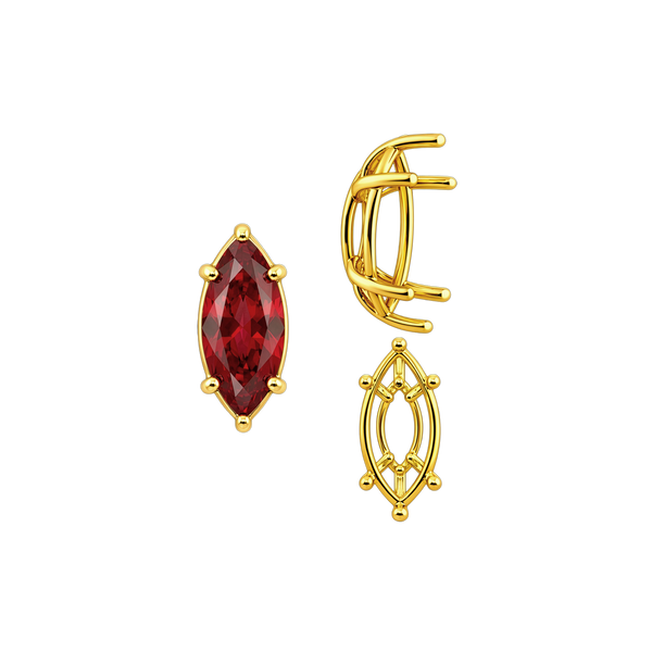 Six Prong Marquise Shape Tapered Base Wire Basket Settings in 14K Gold (4.25 x 1.75 mm - 21.00 x 10.50 mm)