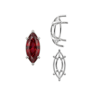 Six Prong Marquise Shape Tapered Base Wire Basket Settings in Sterling Silver (4.25 x 1.75 mm - 21.00 x 10.50 mm)