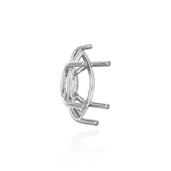 Six Prong Marquise Shape Tapered Base Wire Basket Settings in Sterling Silver (4.25 x 1.75 mm - 21.00 x 10.50 mm)