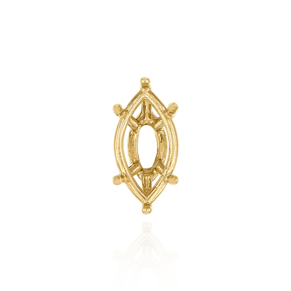 Six Prong Marquise Shape Tapered Base Wire Basket Settings in 14K Gold (4.25 x 1.75 mm - 21.00 x 10.50 mm)