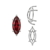 Six Prong Marquise Shape Tapered Base Wire Basket Settings in Sterling Silver (4.25 x 1.75 mm - 21.00 x 10.50 mm)