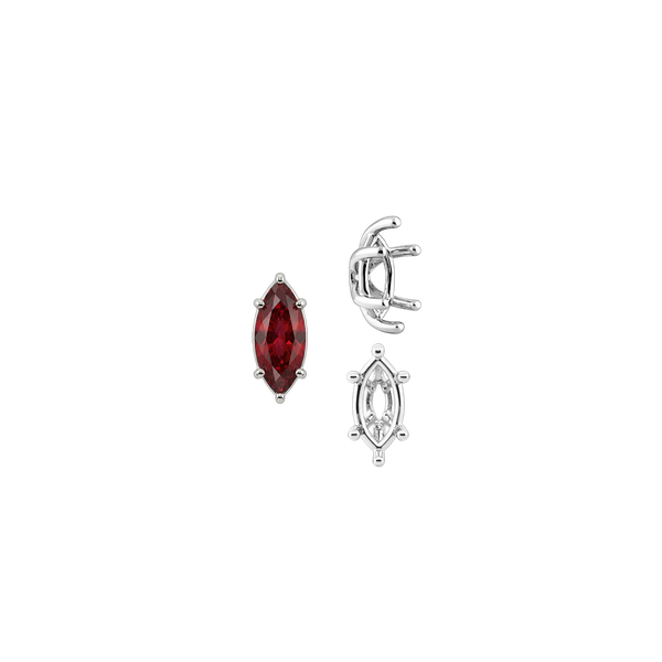 Six Prong Marquise Shape Tapered Base Wire Basket Settings in Sterling Silver (4.25 x 1.75 mm - 21.00 x 10.50 mm)