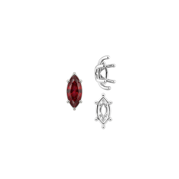 Six Prong Marquise Shape Tapered Base Wire Basket Settings in Sterling Silver (4.25 x 1.75 mm - 21.00 x 10.50 mm)