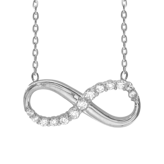 Infinity Necklace with Cubic Zirconia in Sterling Silver (18 x 9 mm)