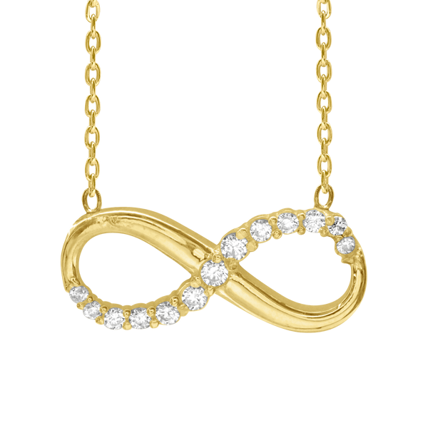 Infinity Necklace with Cubic Zirconia in Sterling Silver (18 x 9 mm)