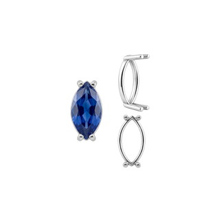 Four Prong Marquise Shape Single Base Settings in Sterling Silver (6.00 x 3.00 mm - 20.00 x 10.00 mm)