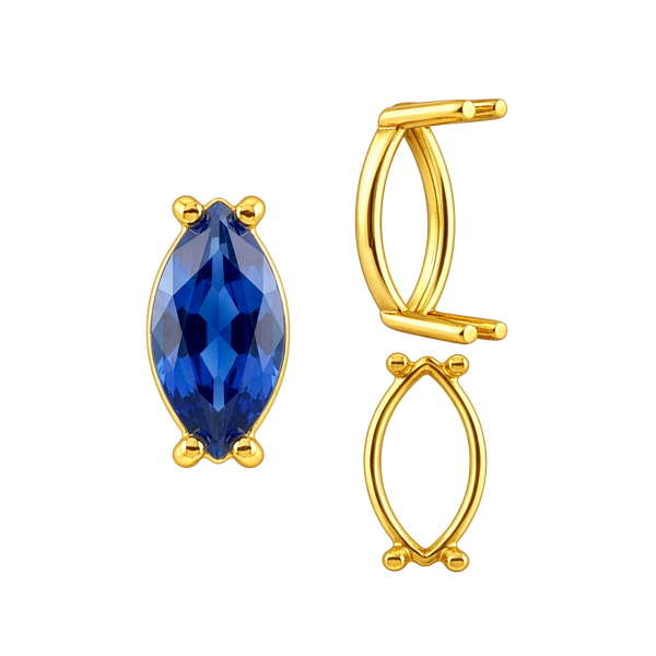 Four Prong Marquise Shape Single Base Settings in 14K Gold (6.00 x 3.00 mm - 20.00 x 10.00 mm)